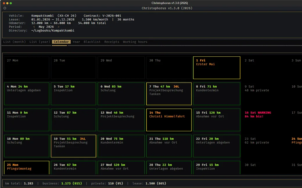 Calendar view